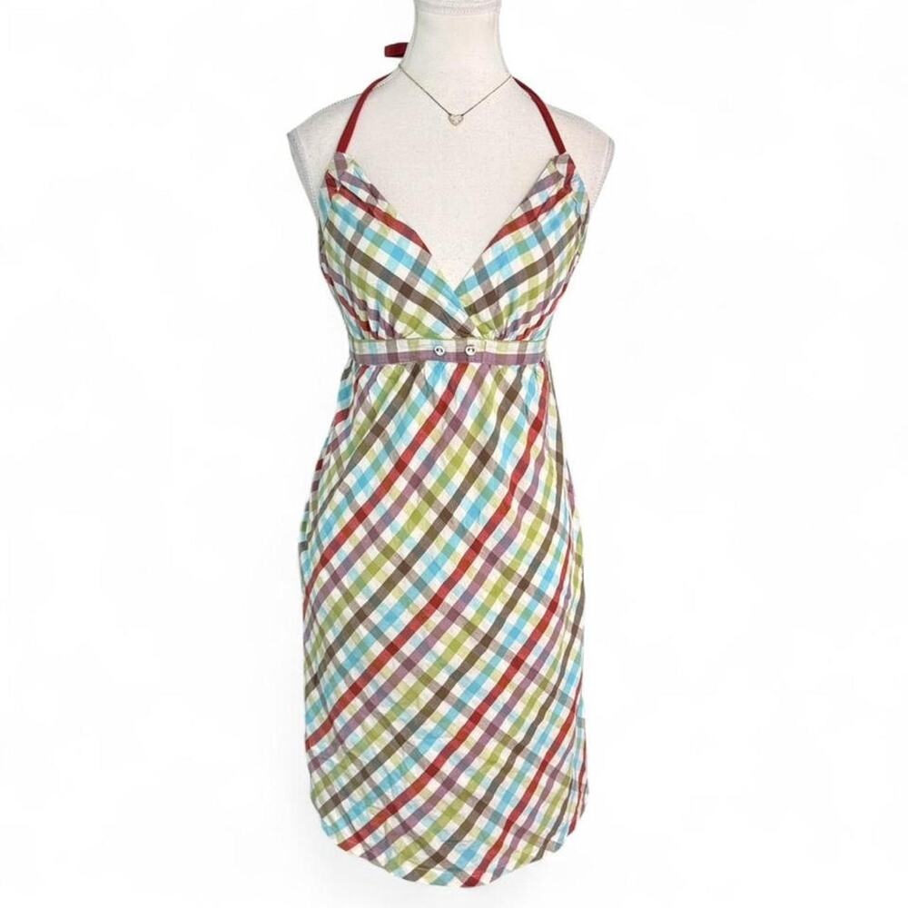 Aeropostale Plaid Y2K Early 2000s Halter Vintage Cotton Baby Doll Dress size L